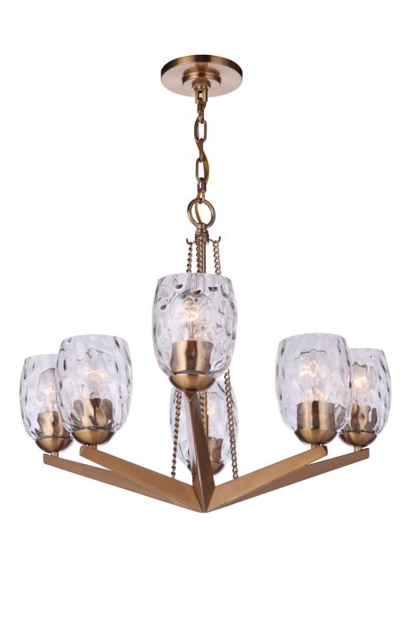 Guiding Star 6 Light Chandelier in Satin Brass