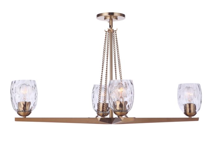 Guiding Star 4 Light Linear Chandelier in Satin Brass