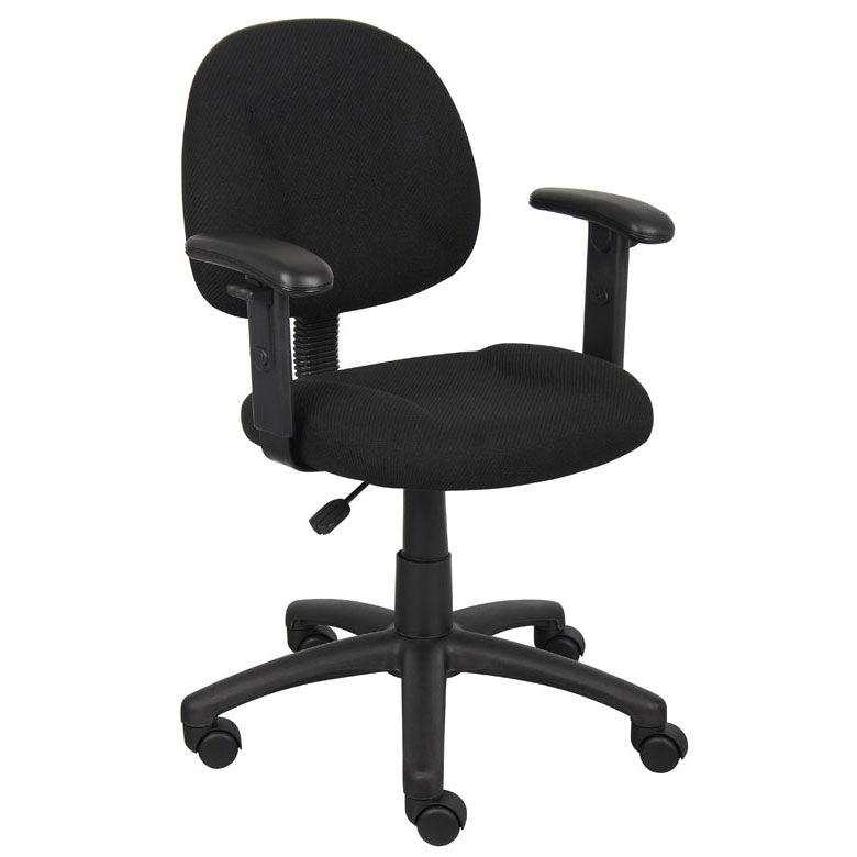 Boss Perfect Posture Deluxe Office Task Chair with Adjustable Arms, Black