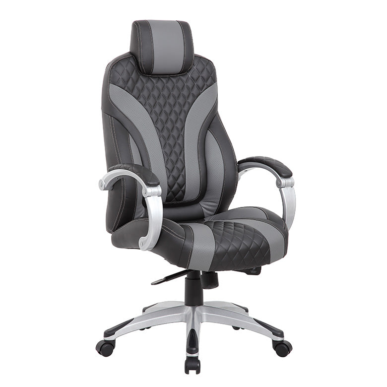 Boss Hinged Arm Executive Chair With Synchro-Tilt, Black/Grey