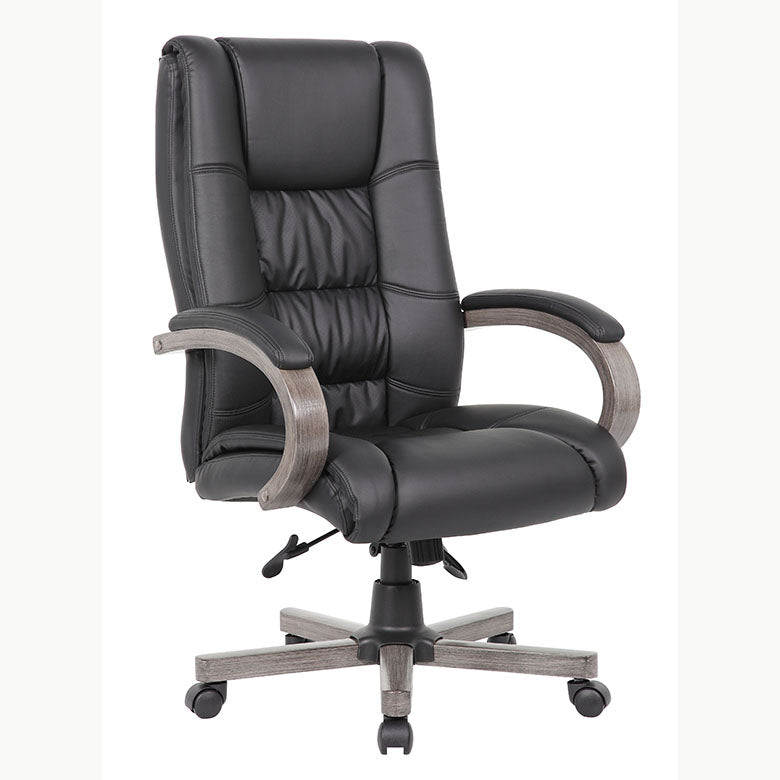 Boss High Back Executive Wood Finished Chairs, Grey