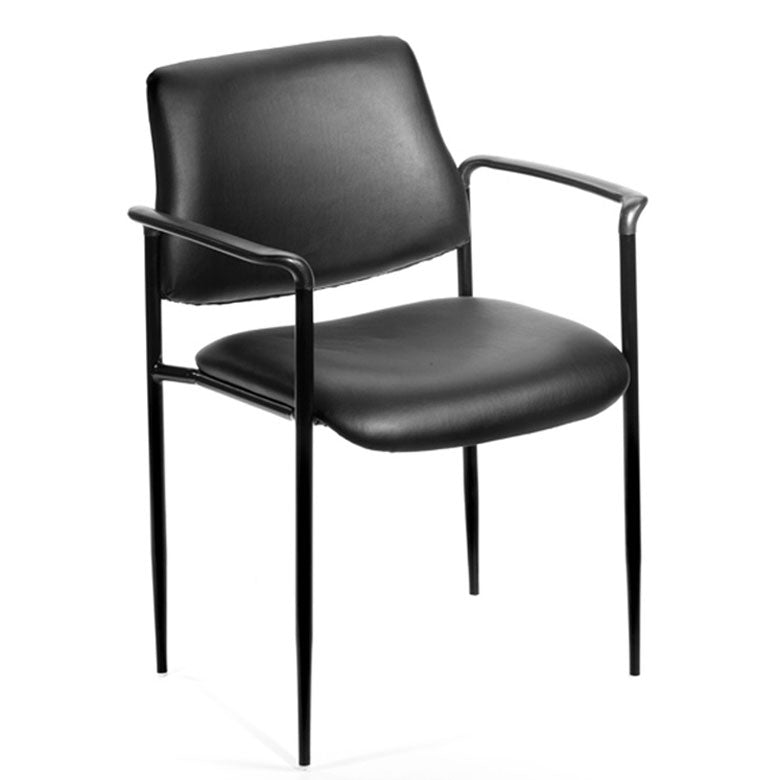 Boss Square Back Diamond Stacking Chair W/Arm In Black Caressoft Vinyl