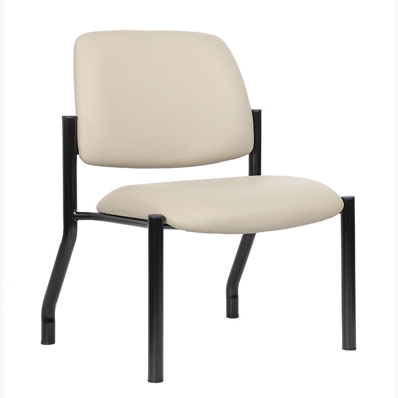 Boss Mid Back Armless Guest Chair, 400 lb capacity, Antimicrobial Vinyl, Beige
