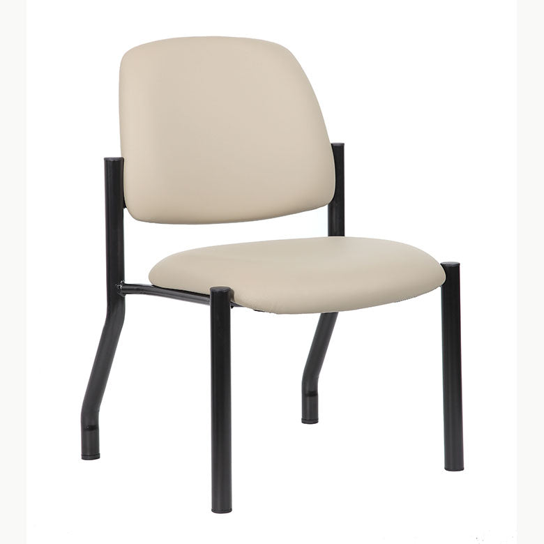Boss Mid Back Armless Guest Chair, 300 lb capacity, Antimicrobial Vinyl, Beige