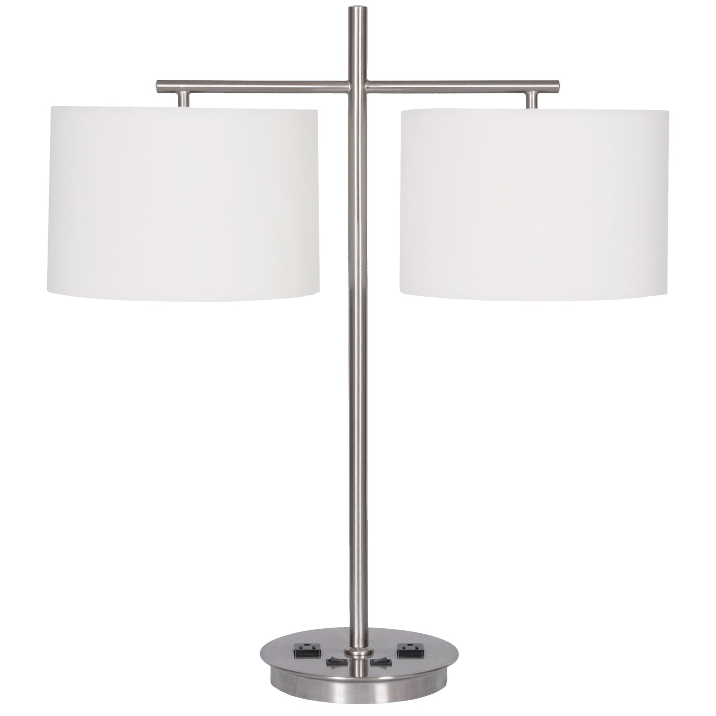 Twin Table Lamp with 2 Outlets