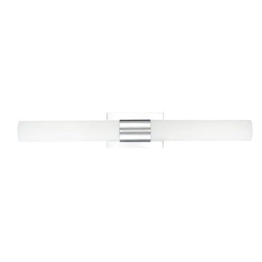 30"W Polished Chrome Vanity Light with Frosted Glass Shade & Integrated LED