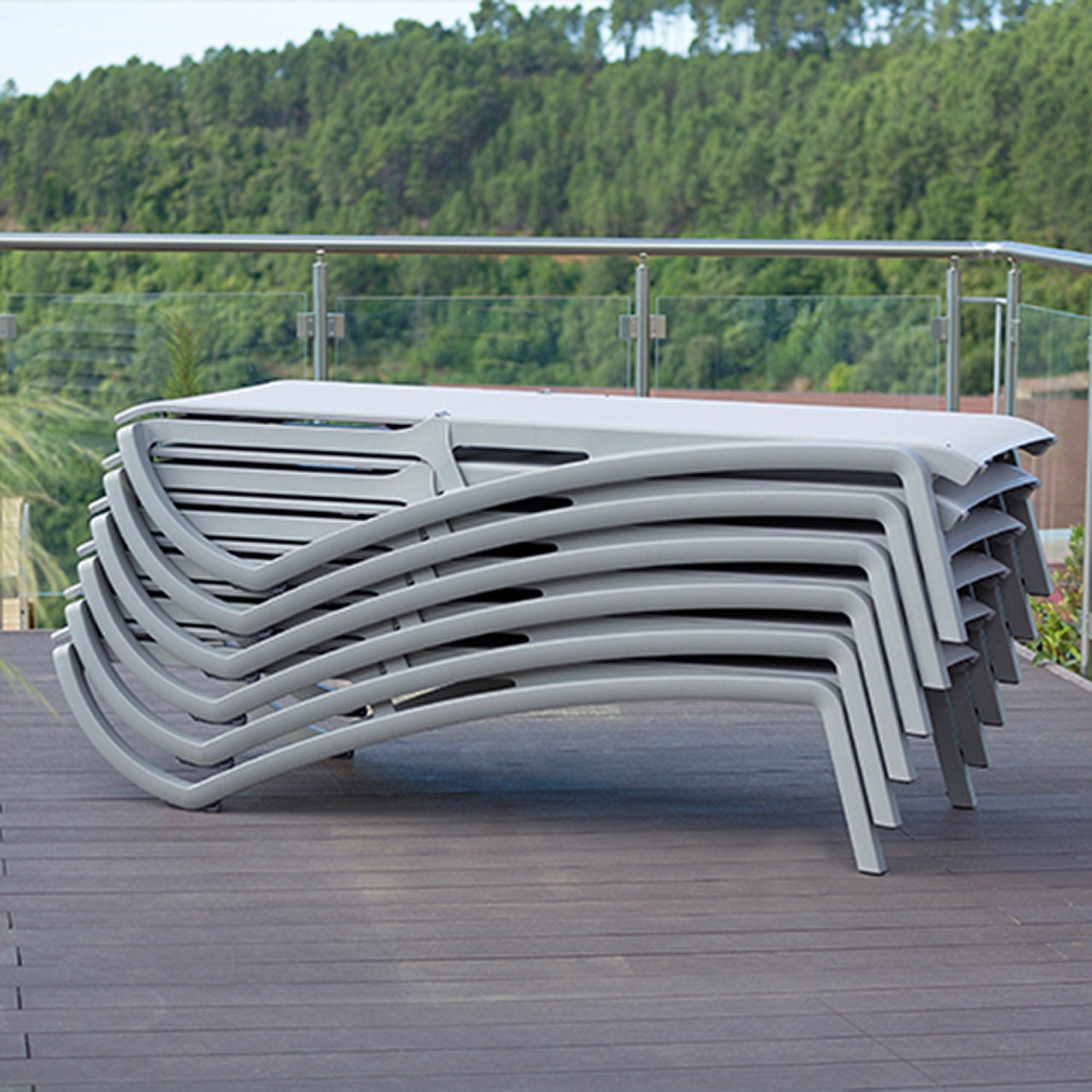 Sunset Chaise Lounge Solid Gray Platinum Gray