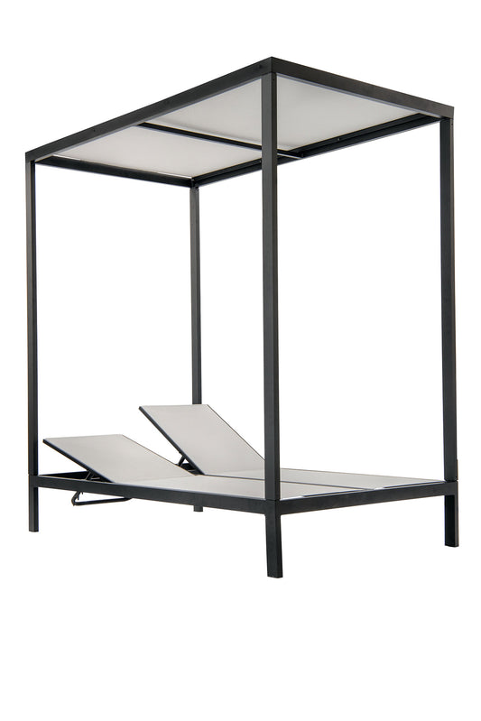Double Seat Sling Chaise Lounge with Cabana Top
