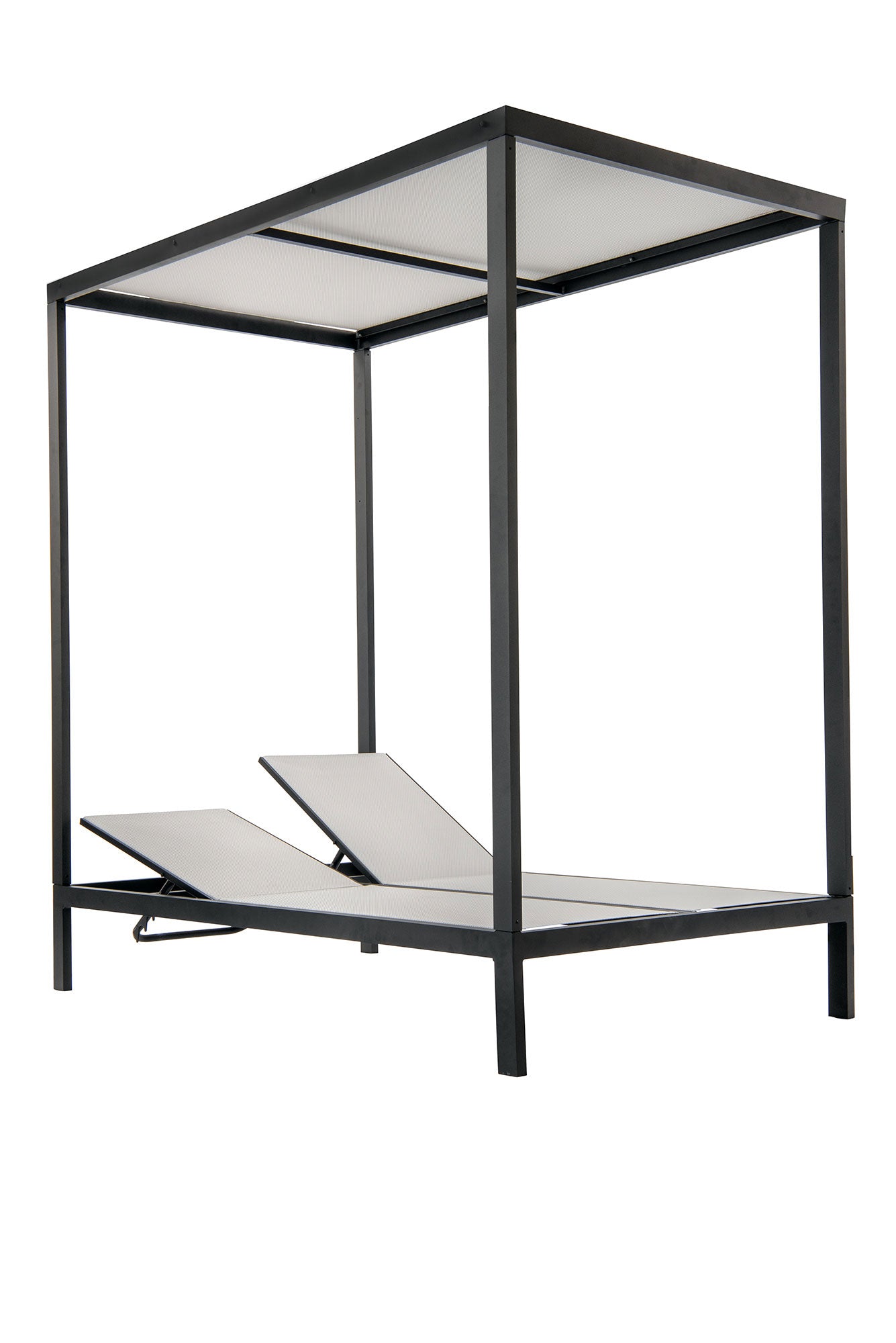 Double Seat Sling Chaise Lounge with Cabana Top