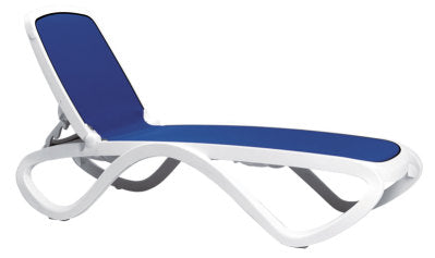 Nardi Omega Chaise Lounge—White, Blue Fabric