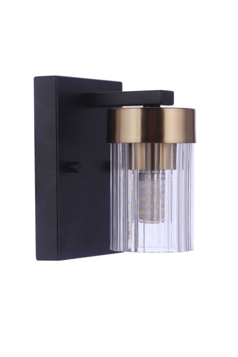 Bond Street 1 Light Wall Sconce in Flat Black/Satin Brass