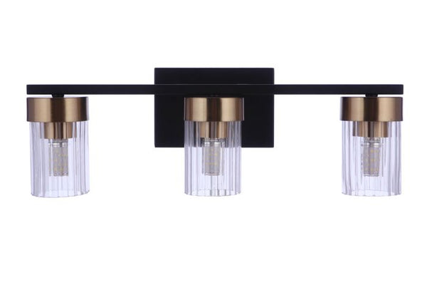 Bond Street 3 Light Vanity in Flat Black/Satin Brass