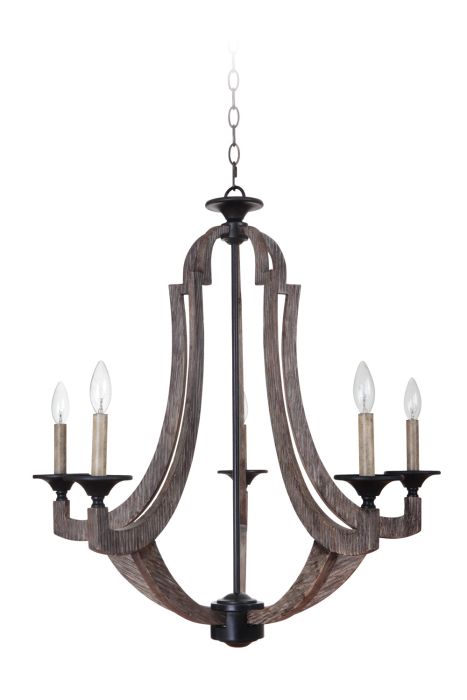 Winton 5 Light Chandelier in Weathered Pine/Bronze