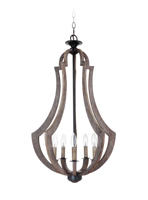 Winton 5 Light Foyer in Weathered Pine/Bronze