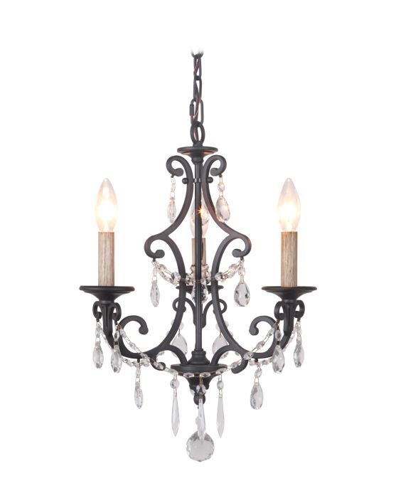 Bentley 3 Light Chandelier in Matte Black