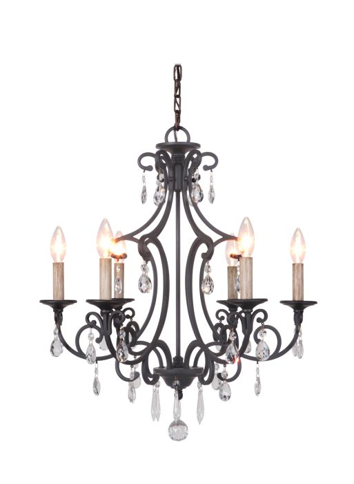 Bentley 6 Light Chandelier in Matte Black