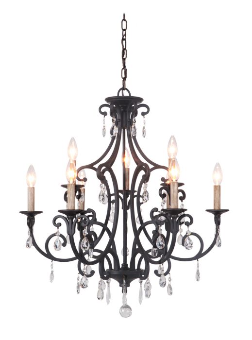 Bentley 9 Light Chandelier in Matte Black