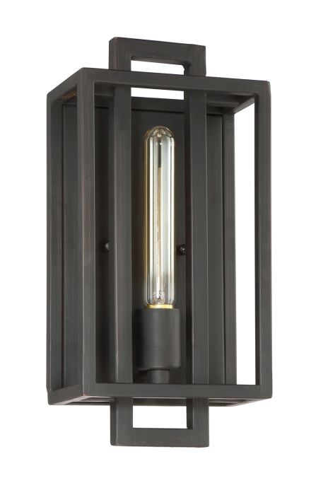 Cubic 1 Light Wall Sconce in Aged Bronze Brushed