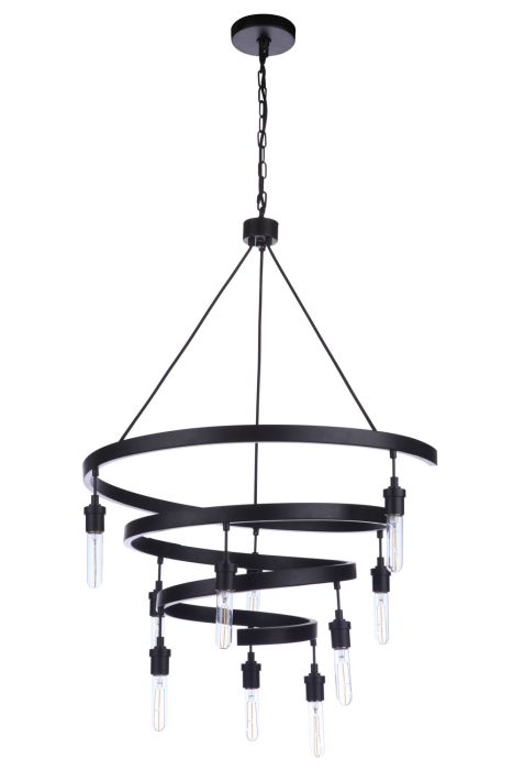 Tranquil 10 Light Chandelier in Flat Black