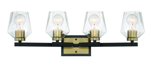 Avante Grand 4 Light Vanity in Flat Black/Satin Brass