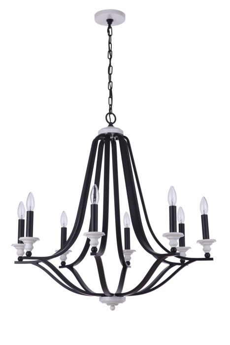 Esme 8 Light Chandelier in Flat Black/Matte White