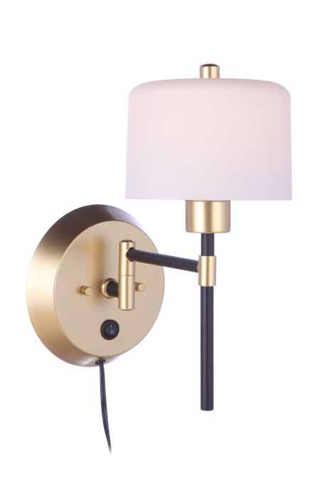 Wentworth 1 Light Portable Swing Arm Sconce in Flat Black/Sunset Gold