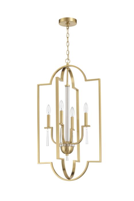 Fortuna 4 Light Foyer in Satin Brass