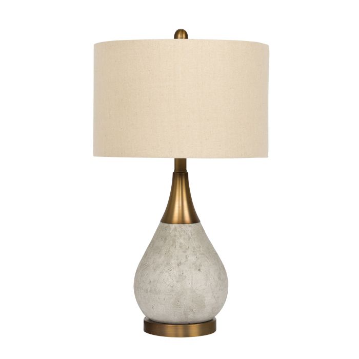 1 Light Concrete/Metal Base Table Lamp in Natural Concrete/Antique Brass