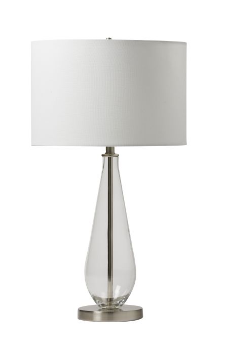 1 Light Glass/Metal Base Table Lamp in Clear Glass/Brushed Polished Nickel