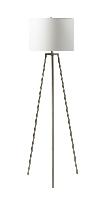 1 Light Metal Tri-Pod Base Floor Lamp in Brushed Nickel