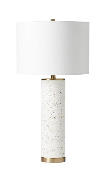 1 Light Metal/Concrete Base Table Lamp in White Terrazo/Antique Brass