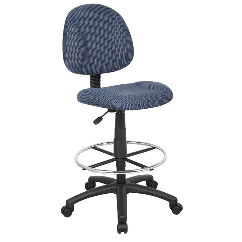 Boss Ergonomic Works Adjustable Drafting Chair without Arms, Blue