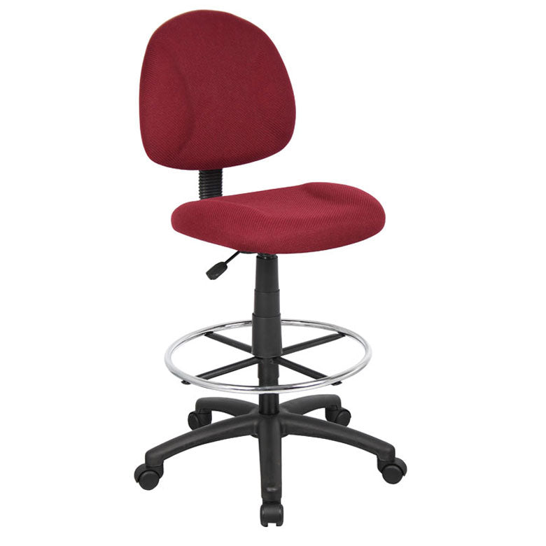 Boss Ergonomic Works Adjustable Drafting Chair without Arms, Burgundy