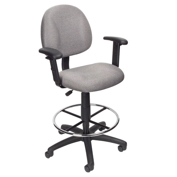 Boss Ergonomic Works Adjustable Drafting Chair with Adjustable Arms and Removable Foot Rest, grey