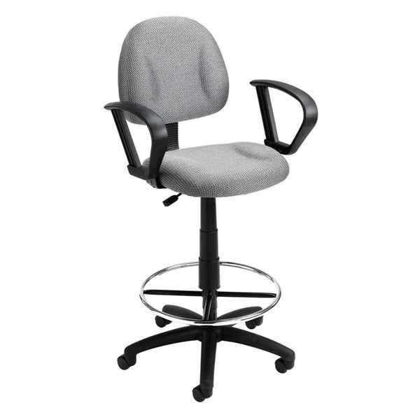 Boss Ergonomic Works Adjustable Drafting Chair with Loop Arms and Removable Foot Rest, grey