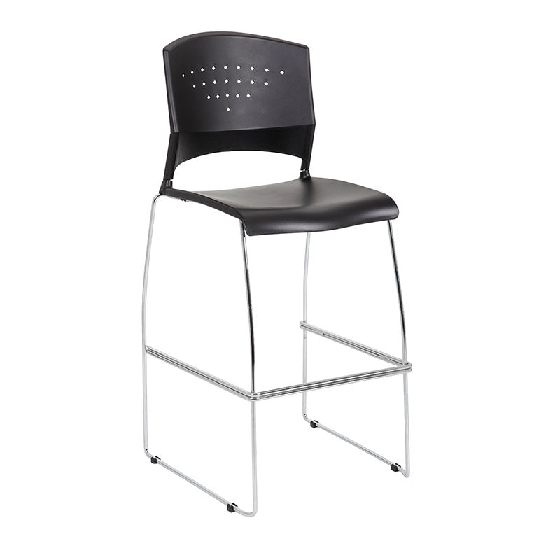 Boss Black Stack Stool With Chrome Frame (set of 2)