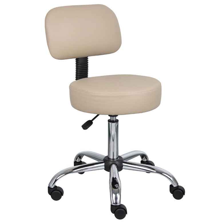 Boss Be Well Medical Spa Professional Adjustable Stool with Back, Beige