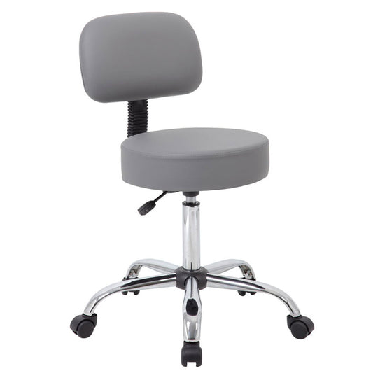 Boss Be Well Medical Spa Professional Adjustable Stool with Back, Grey