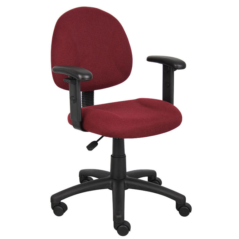 Boss Perfect Posture Deluxe Office Task Chair with Adjustable Arms, Burgundy