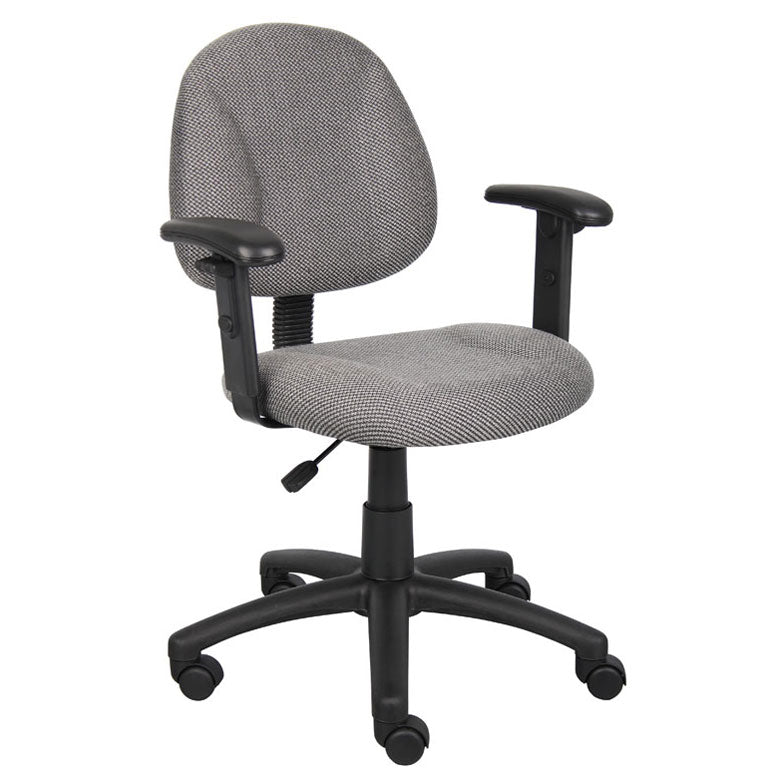 Boss Perfect Posture Deluxe Office Task Chair with Adjustable Arms, grey