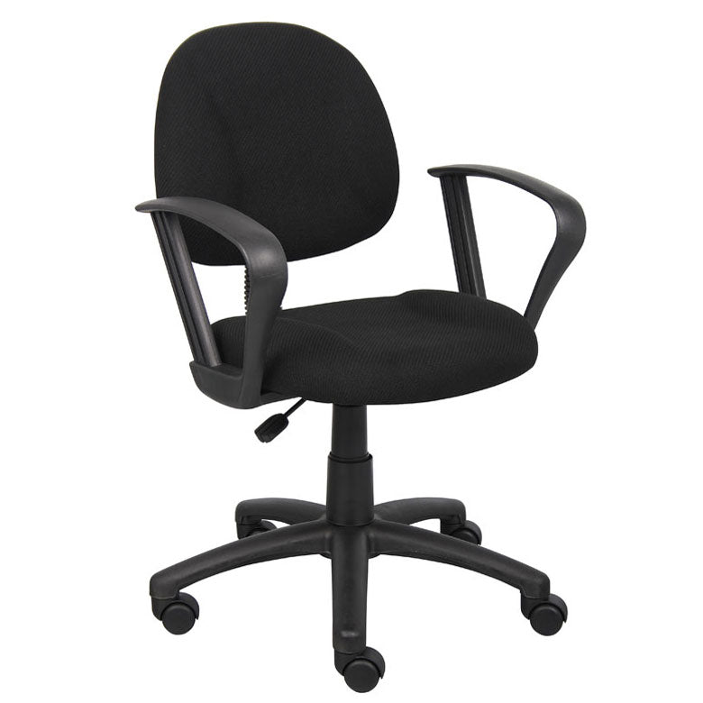 Boss Perfect Posture Deluxe Office Task Chair with Loop Arms, Black