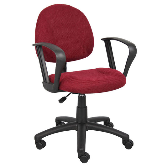 Boss Perfect Posture Deluxe  Office Task Chair with Loop Arms, Burgundy