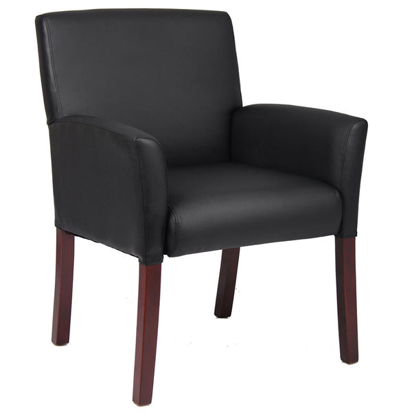 Boss Box Arm guest, accent or dining chair W/Mahogany Finish