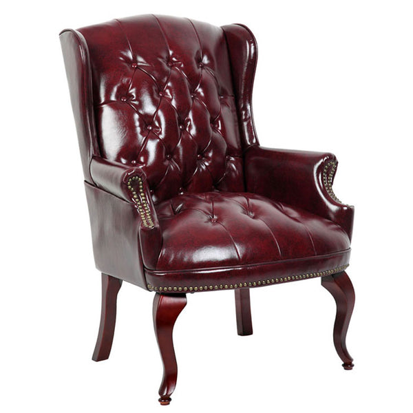 Boss Wingback Traditional Guest Chair In Burgundy