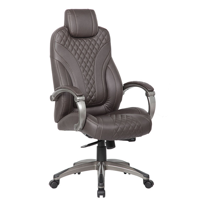 Boss Hinged Arm Executive Chair With Synchro-Tilt, Brown