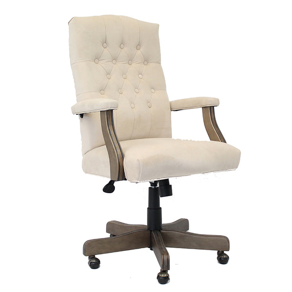 BOSS Executive Champagne Velvet Chair With Driftwood Finish Frame