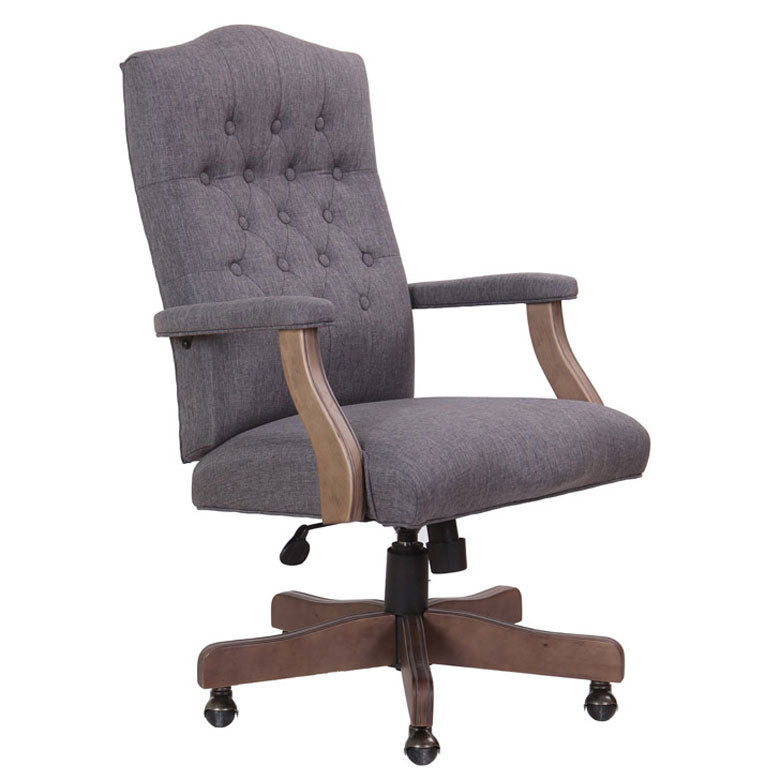 BOSS Executive Slate Grey Commercial Grade Linen Chair With Driftwood Finish Frame