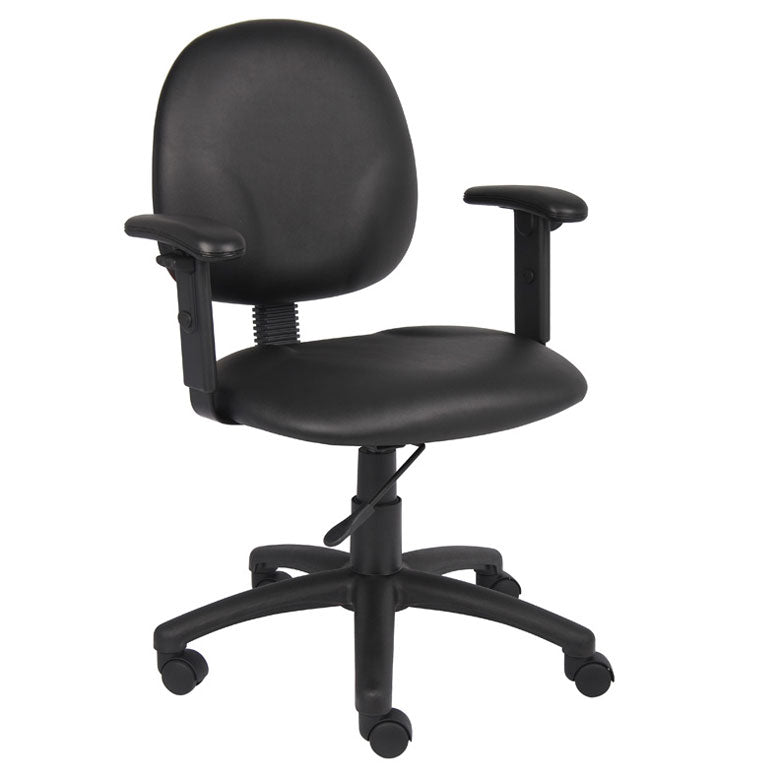 Boss Diamond Task Chair In Black Antimicrobial Vinyl W/ Adjustable Arms