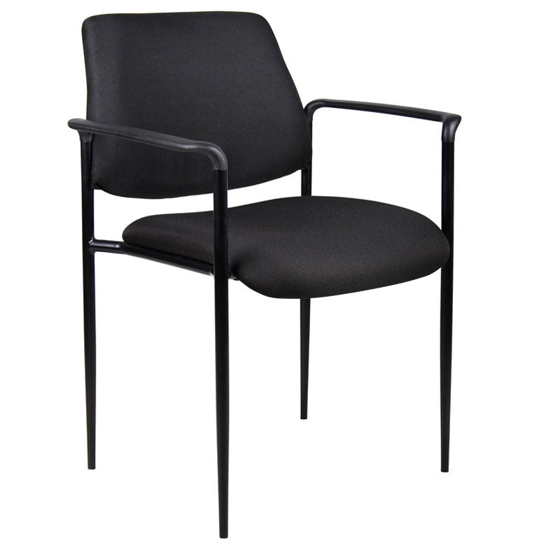 Boss Square Back  Diamond Stacking Chair W/Arm In Black