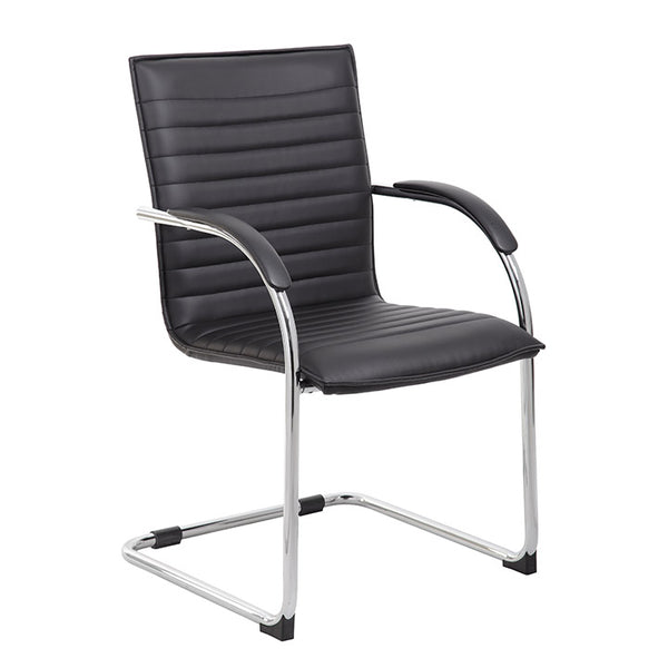 Boss Chrome Frame Black PVC Vinyl Side Chair, (set of 2)